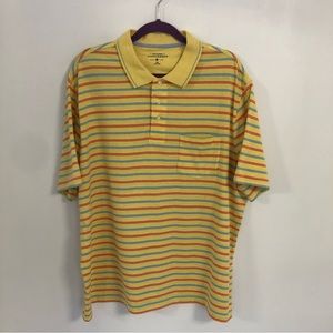 SADDLEBRED Men Yellow w/ Red/Blue Stripes Short Sleeve Polo Sz XXL